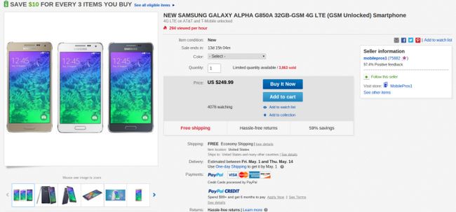 Fotografía - [Trato Alerta] Marca nuevo desbloqueado AT & T Galaxy Alfa 32GB $ 250 en eBay